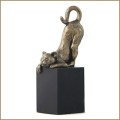 ready for the leap bronze cat sculpture