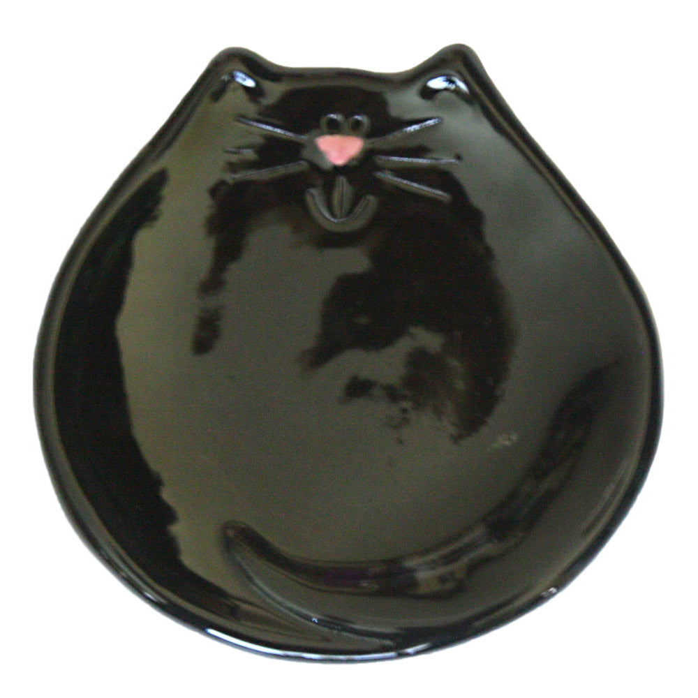 ceramic black cat spoon rest dish