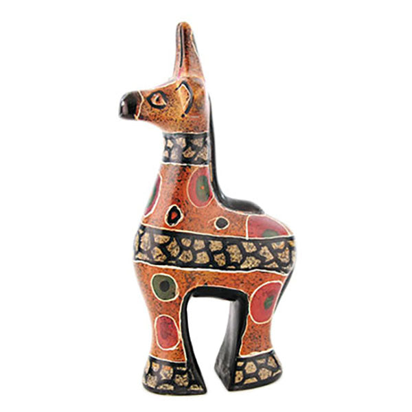 carnival painted soapstone giraffe sculpture