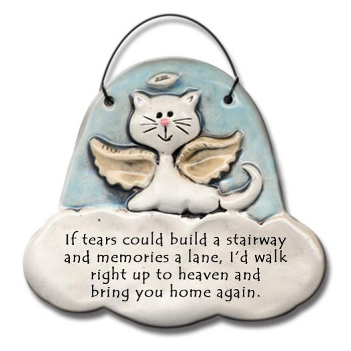 cat angel hanging memorial plaque
