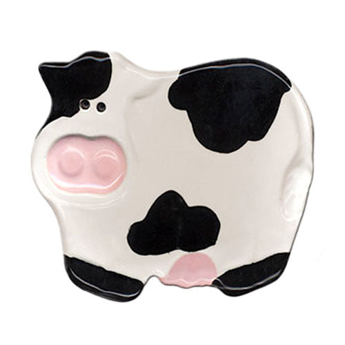 august ceramics black and white cow spoon rest