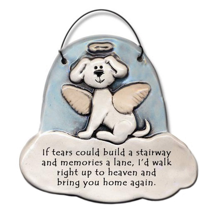 dog angel memorial hanging ornament plaque