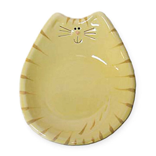 ceramic yellow tiger cat feeding dish