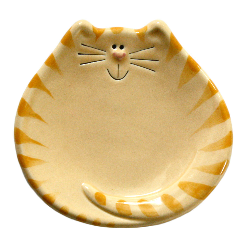 ceramic yellow tiger cat spoon rest dish